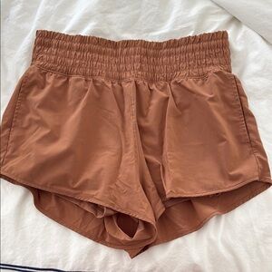 Aerie Tan High Waist Shorts with Elastic Waistband